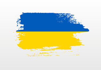 Modern style brush painted splash flag of Ukraine with solid background