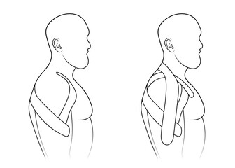 Kinesiology therapeutic sports tape on shoulder sketch vector illustration.