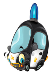 cartoon scene with police car isolated illustration for children
