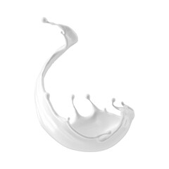 3d render, milk splash isolated on transparent background. White paint splashing. Cosmetics moisturizing lotion.