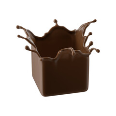3d render, spherical shape liquid chocolate splash, cacao or coffee drink, splashing syrup, cooking ingredient. Abstract brown liquid clip art isolated on white background
