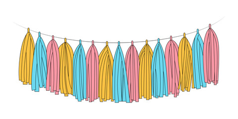 Tissue paper garland vector illustration.