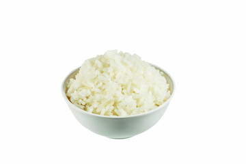 Hot cooked asian rice meal in the ceramic bowl