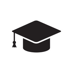 graduation hat icon vector, flat shape isolated
