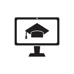 online graduation icon vector. online graduation, online school, online learning