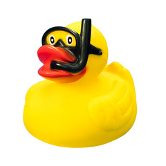 Fototapeta na wymiar Yellow Rubber Duck with Diving Goggles