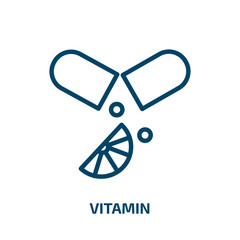 vitamin icon from activity and hobbies collection. Thin linear vitamin, health, healthy outline icon isolated on white background. Line vector vitamin sign, symbol for web and mobile