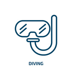 diving icon from activity and hobbies collection. Thin linear diving, sea, tourism outline icon isolated on white background. Line vector diving sign, symbol for web and mobile