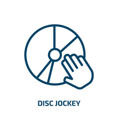 disc jockey icon from activity and hobbies collection. Thin linear disc jockey, sound, music outline icon isolated on white background. Line vector disc jockey sign, symbol for web and mobile