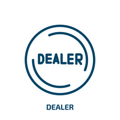dealer icon from activity and hobbies collection. Thin linear dealer, business, auto outline icon isolated on white background. Line vector dealer sign, symbol for web and mobile