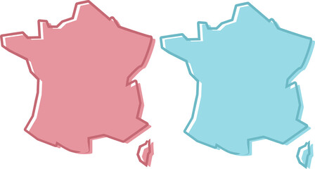 Carte de France rose et bleue