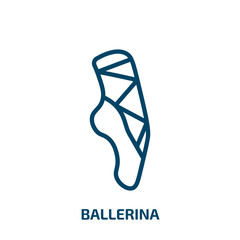ballerina icon from activity and hobbies collection. Thin linear ballerina, ballet, woman outline icon isolated on white background. Line vector ballerina sign, symbol for web and mobile