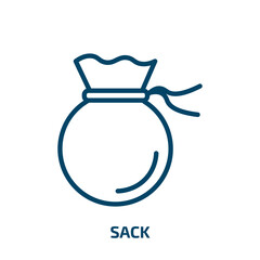 sack icon from agriculture farming and gardening collection. Thin linear sack, bag, plant outline icon isolated on white background. Line vector sack sign, symbol for web and mobile