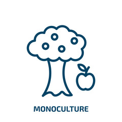 monoculture icon from agriculture farming and gardening collection. Thin linear monoculture, farmland, season outline icon isolated on white background. Line vector monoculture sign, symbol for web
