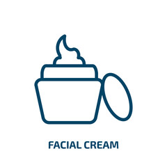 facial cream icon from beauty collection. Thin linear facial cream, cream, facial outline icon isolated on white background. Line vector facial cream sign, symbol for web and mobile