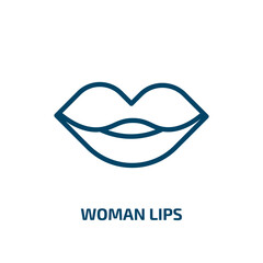 woman lips icon from beauty collection. Thin linear woman lips, woman, human outline icon isolated on white background. Line vector woman lips sign, symbol for web and mobile