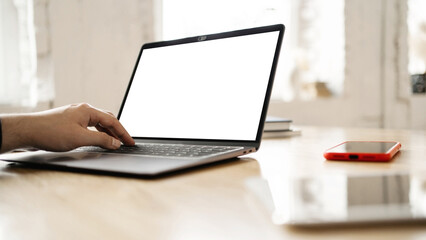 Laptop open blank screen on desktop
