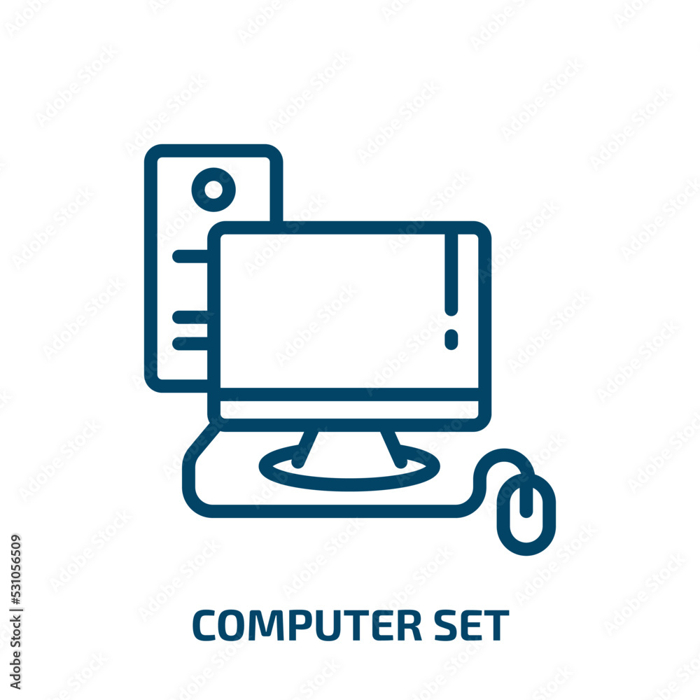Poster computer set icon from computer collection. thin linear computer set, computer, information outline 