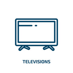 televisions icon from computer collection. Thin linear televisions, computer, television outline icon isolated on white background. Line vector televisions sign, symbol for web and mobile