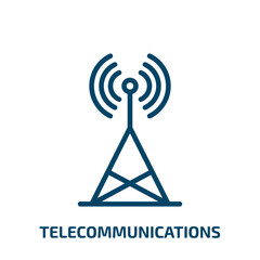 telecommunications icon from computer collection. Thin linear telecommunications, technology, smartphone outline icon isolated on white background. Line vector telecommunications sign, symbol for web