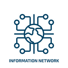 information network icon from computer collection. Thin linear information network, information, global outline icon isolated on white background. Line vector information network sign, symbol for web