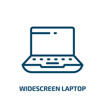 widescreen laptop icon from computer collection. Thin linear widescreen laptop, screen, laptop outline icon isolated on white background. Line vector widescreen laptop sign, symbol for web and mobile