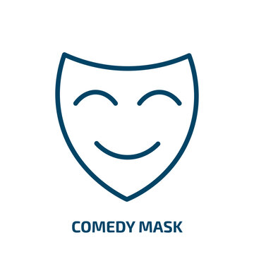 comedy mask icon from education collection. Thin linear comedy mask, theater, show outline icon isolated on white background. Line vector comedy mask sign, symbol for web and mobile