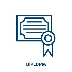 diploma icon from education collection. Thin linear diploma, achievement, award outline icon isolated on white background. Line vector diploma sign, symbol for web and mobile