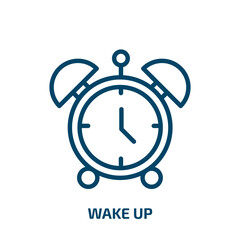 wake up icon from education collection. Thin linear wake up, up, wake outline icon isolated on white background. Line vector wake up sign, symbol for web and mobile