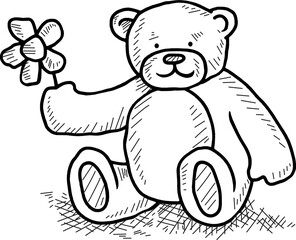 Cute Teddy bear, doodle illustration 