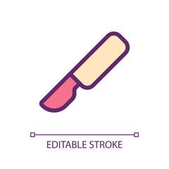 Scalpel pixel perfect RGB color ui icon. Surgical instrument. Sterile tool. Simple filled line element. GUI, UX design for mobile app. Vector isolated pictogram. Editable stroke. Arial font used
