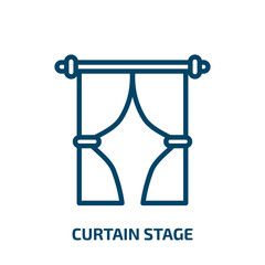 curtain stage icon from arcade collection. Thin linear curtain stage, presentation, curtain outline icon isolated on white background. Line vector curtain stage sign, symbol for web and mobile