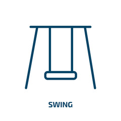 swing icon from arcade collection. Thin linear swing, happy, summer outline icon isolated on white background. Line vector swing sign, symbol for web and mobile