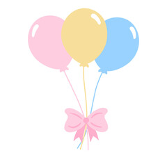 Pastel Colorful Balloon Bunch Tied with Ribbon