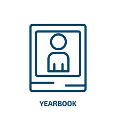 yearbook icon from general collection. Thin linear yearbook, eye, vision outline icon isolated on white background. Line vector yearbook sign, symbol for web and mobile