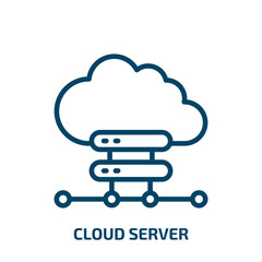 cloud server icon from internet security collection. Thin linear cloud server, cloud, communication outline icon isolated on white background. Line vector cloud server sign, symbol for web and mobile