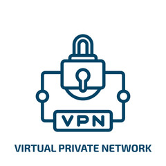 virtual private network icon from internet security collection. Thin linear virtual private network, server, private outline icon isolated on white background. Line vector virtual private network