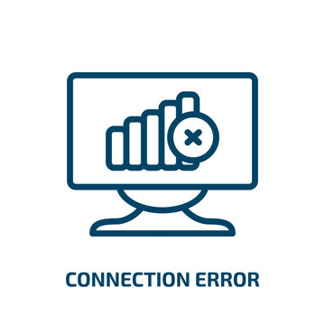 connection error icon from internet security collection. Thin linear connection error, error, technology outline icon isolated on white background. Line vector connection error sign, symbol for web