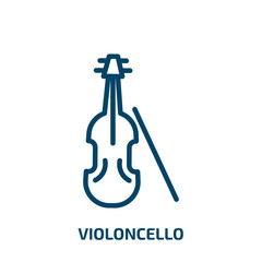 violoncello icon from music collection. Thin linear violoncello, sound, orchestra outline icon isolated on white background. Line vector violoncello sign, symbol for web and mobile