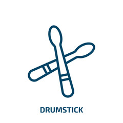 drumstick icon from music and media collection. Thin linear drumstick, chicken, food outline icon isolated on white background. Line vector drumstick sign, symbol for web and mobile