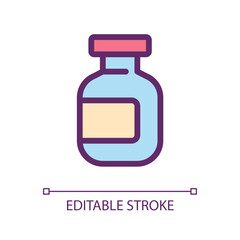 Medication bottle pixel perfect RGB color ui icon. Drug package. Liquid remedy. Simple filled line element. GUI, UX design for mobile app. Vector isolated pictogram. Editable stroke. Arial font used
