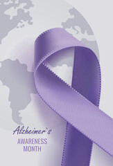 Alzheimer`s Disease Awareness Ribbon Background. Vector illustration