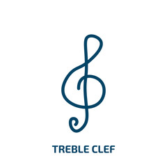 treble clef icon from music and media collection. Thin linear treble clef, sound, music outline icon isolated on white background. Line vector treble clef sign, symbol for web and mobile