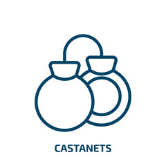 castanets icon from music collection. Thin linear castanets, cartoon, sound outline icon isolated on white background. Line vector castanets sign, symbol for web and mobile