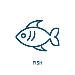 fish icon from nautical collection. Thin linear fish, food, meat outline icon isolated on white background. Line vector fish sign, symbol for web and mobile