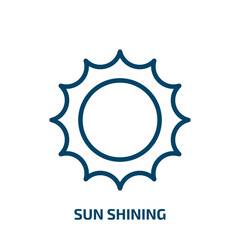 sun shining icon from nautical collection. Thin linear sun shining, light, circle outline icon isolated on white background. Line vector sun shining sign, symbol for web and mobile