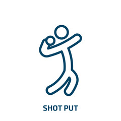 shot put icon from people collection. Thin linear shot put, sport, club outline icon isolated on white background. Line vector shot put sign, symbol for web and mobile