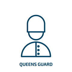 queens guard icon from people collection. Thin linear queens guard, guard, britain outline icon isolated on white background. Line vector queens guard sign, symbol for web and mobile