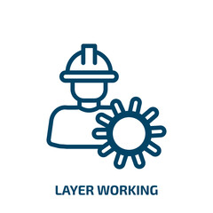 layer working icon from people collection. Thin linear layer working, work, equipment outline icon isolated on white background. Line vector layer working sign, symbol for web and mobile