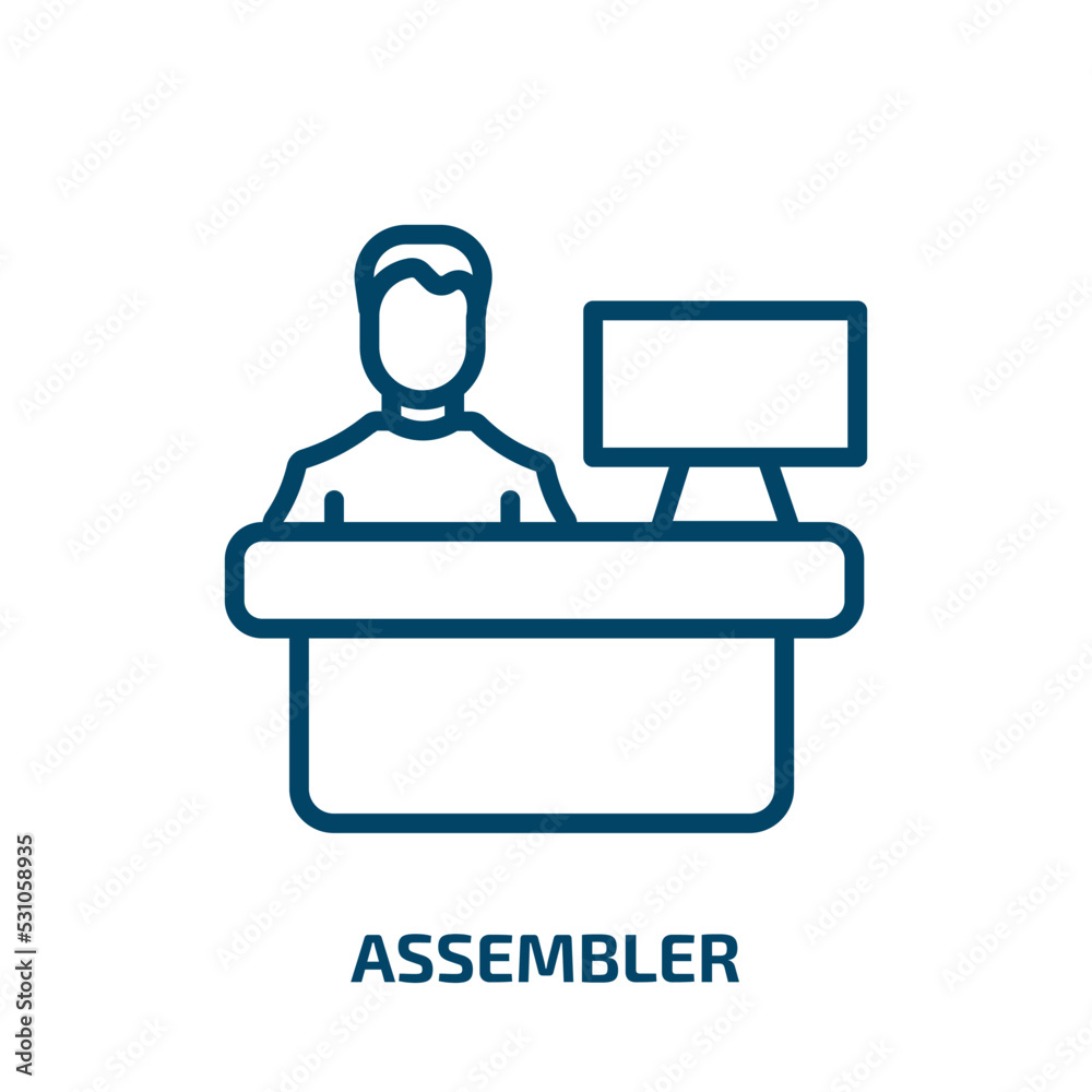 Poster assembler icon from people collection. thin linear assembler, assembly, business outline icon isolat